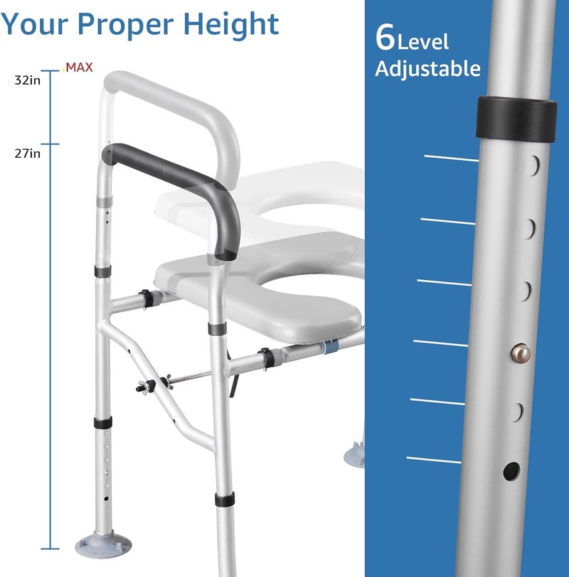 KSITEX Raised Toilet Seat 400lbs, Toilet Seat Risers for Seniors, Handicap Elevated Toilet Seat with Handles & Padded Seat, Commode Chair with Adjustable Height & Width, for Elderly, Pregnant, Fit Any Toilet - Image 2